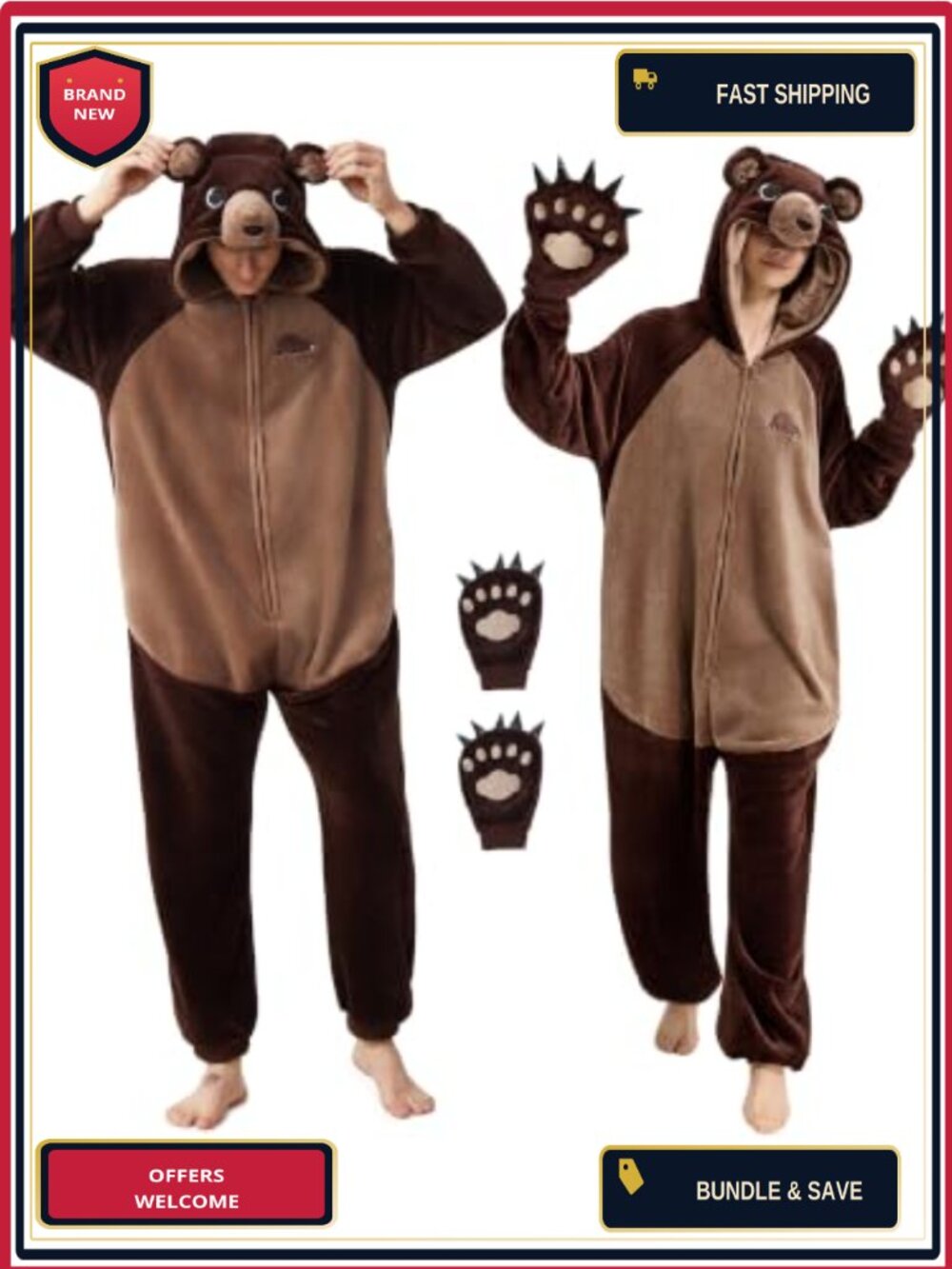 Adult Animal Onesie Flannel Pajamas Halloween Sleepwear One-Piece